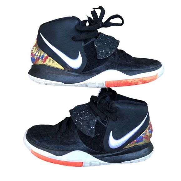 CUSTOM 2019 Nike Kyrie 6 GS 'Jet Black' Gold Black Size 6.5 - Picture 1 of 16